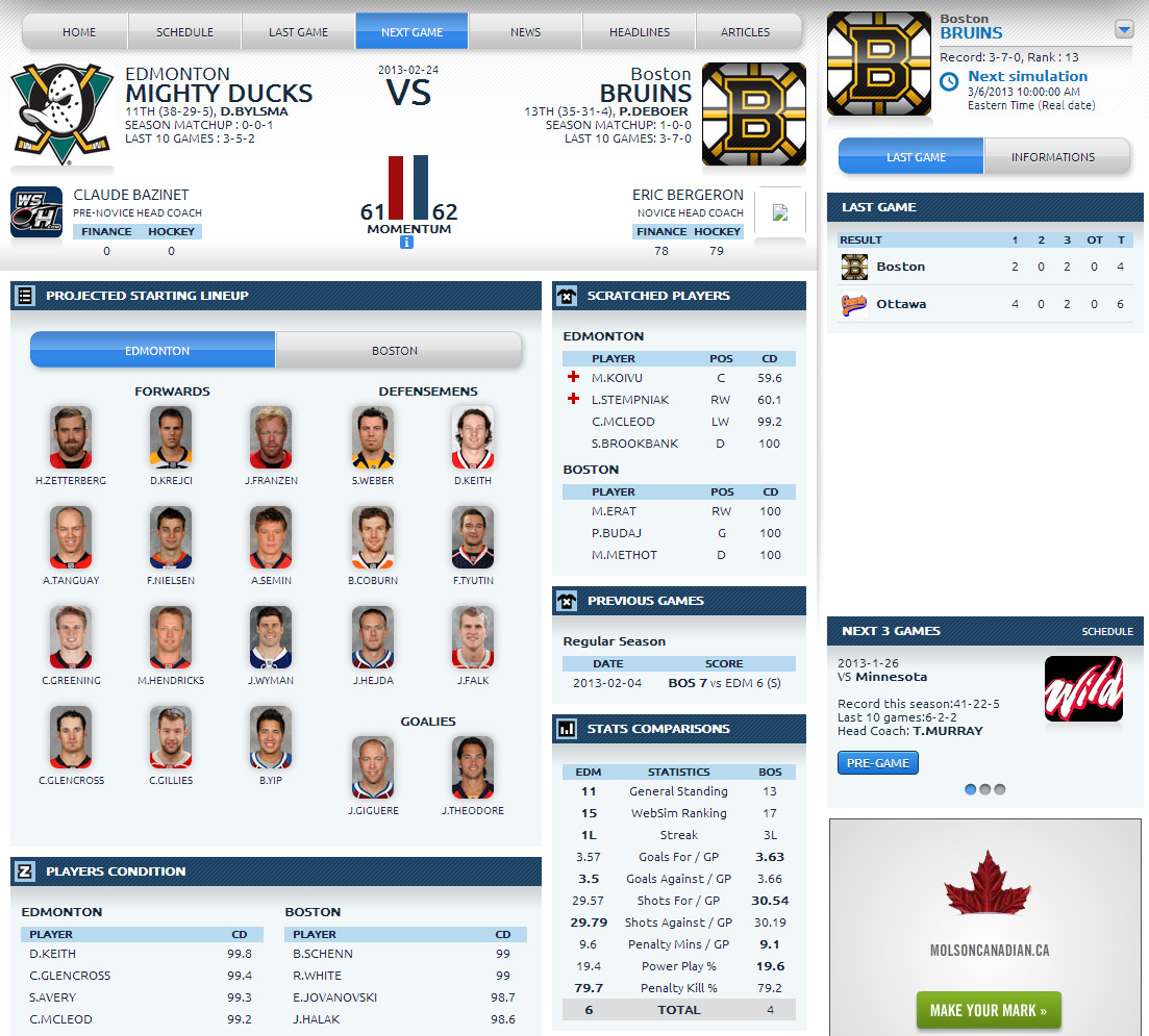 nhl manager game online